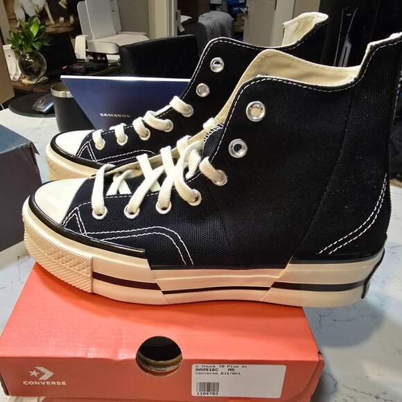 Converse Chuck 70 Hi Plus Foundational Canvas Sneakers Black A00916C Womens Sz 7 - Picture 2 of 15